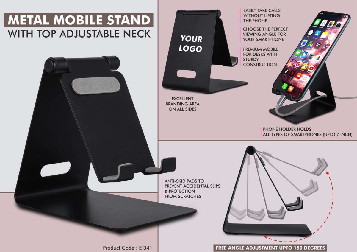 Metal mobile stand with top adjustable neck | Oval cable slot - Image 1