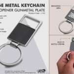 Large metal keychain with opener | Gunmetal plate