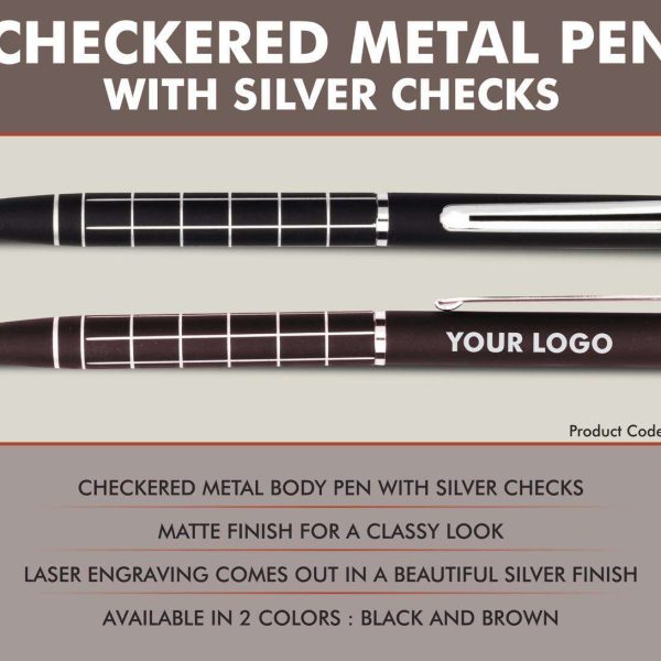 Checkered Metal Pen with Silver Checks