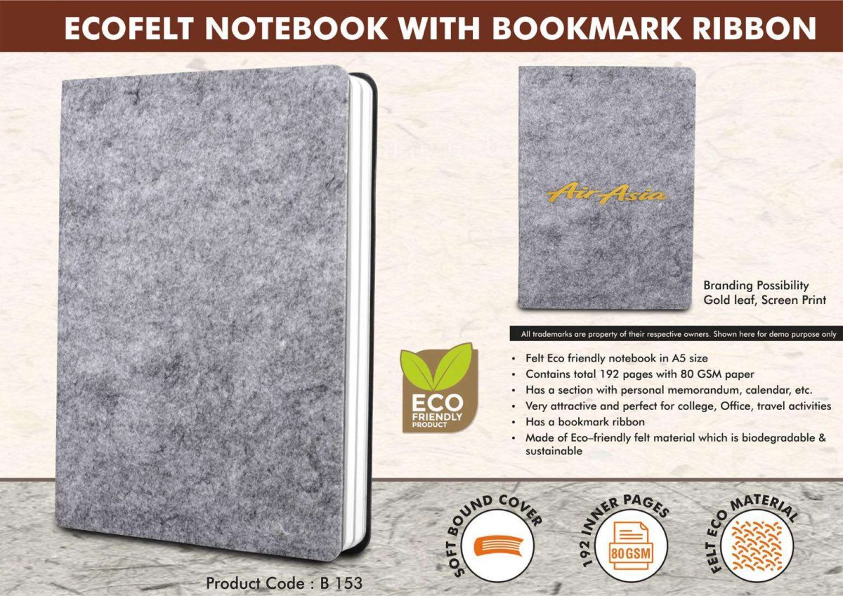 EcoFelt Notebook with bookmark ribbon - Image 1