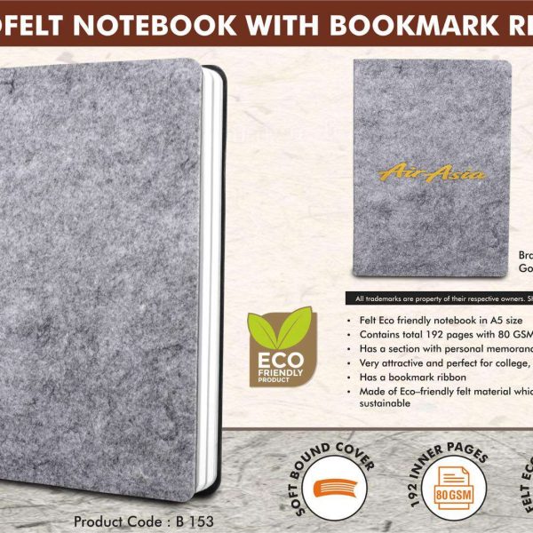 EcoFelt Notebook with bookmark ribbon
