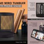 Round Wiro tumbler with Slide-out Phone Stand