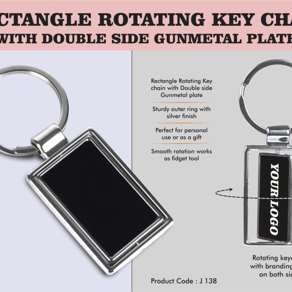 Rectangle Rotating Key chain with Double side Gunmetal plate