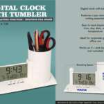 Digital Clock with Tumbler | Day & Temperature Function | Spacious Pen Stand