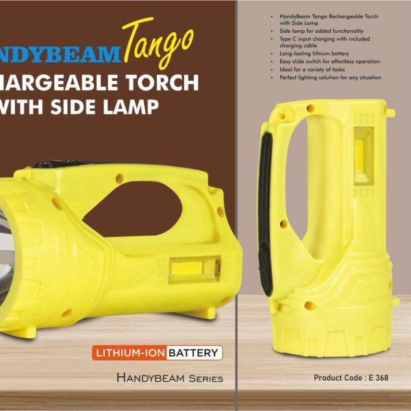 HandyBeam Tango: Rechargeable Torch with Side Lamp | Charging Cable included