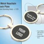 Round metal keychain with Black plate (Double side branding area)