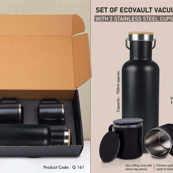 Set of EcoVault Vacuum Flask with 2 Stainless steel cups in Gift box