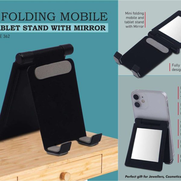 Mini folding mobile and tablet stand with Mirror | Adjustable to any desired angle