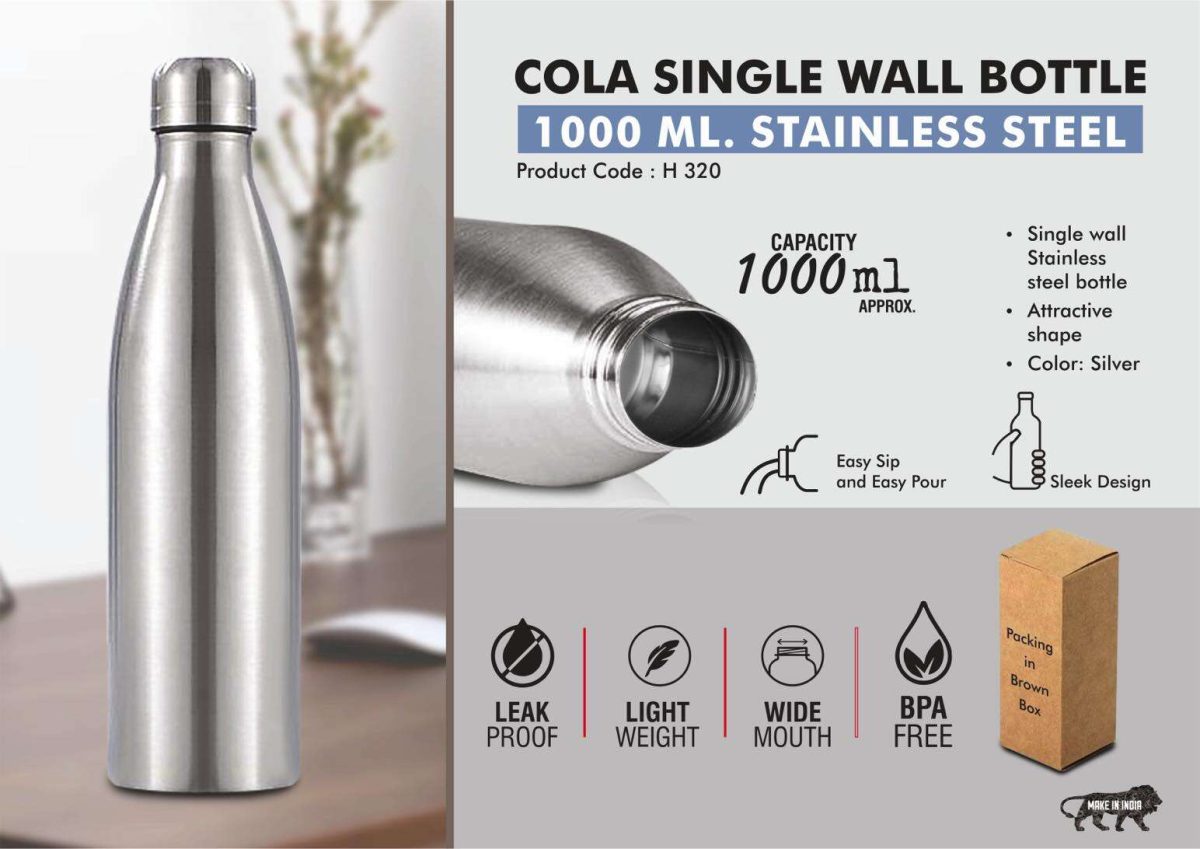 Cola Single Wall bottle 1L : Natural - Image 1