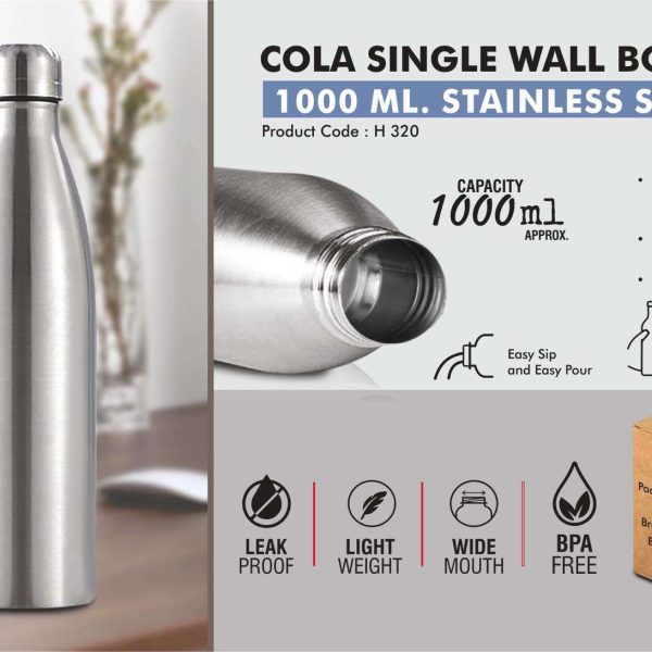 Cola Single Wall bottle 1L : Natural
