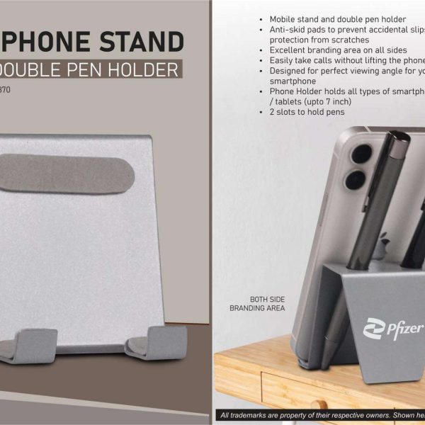 Mini phone stand with double pen holder