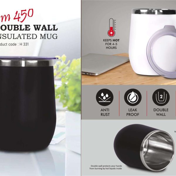 Plum 450: Double wall Insulated Mug | Keeps hot for 4-5 hours | Capacity 450ml Approx