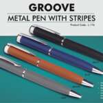 Groove: Brass metal pen with stripes