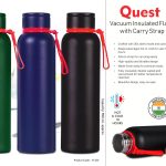 Quest 900ml Vacuum Insulated Flask with Carry Strap | 304 steel inside & outside | 18 hours hot/cold