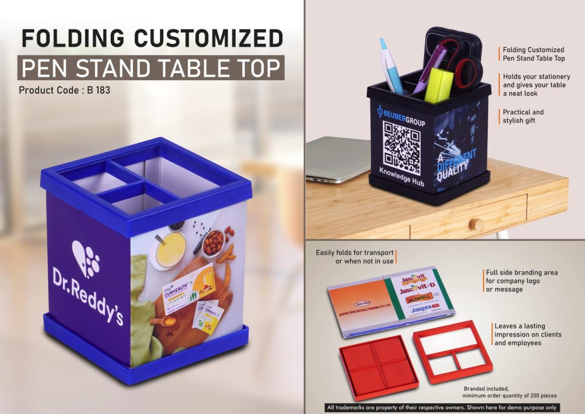 Folding Customized Pen Stand Table Top | Folds for transport or when not in use | Branding included MOQ 200 - Image 1
