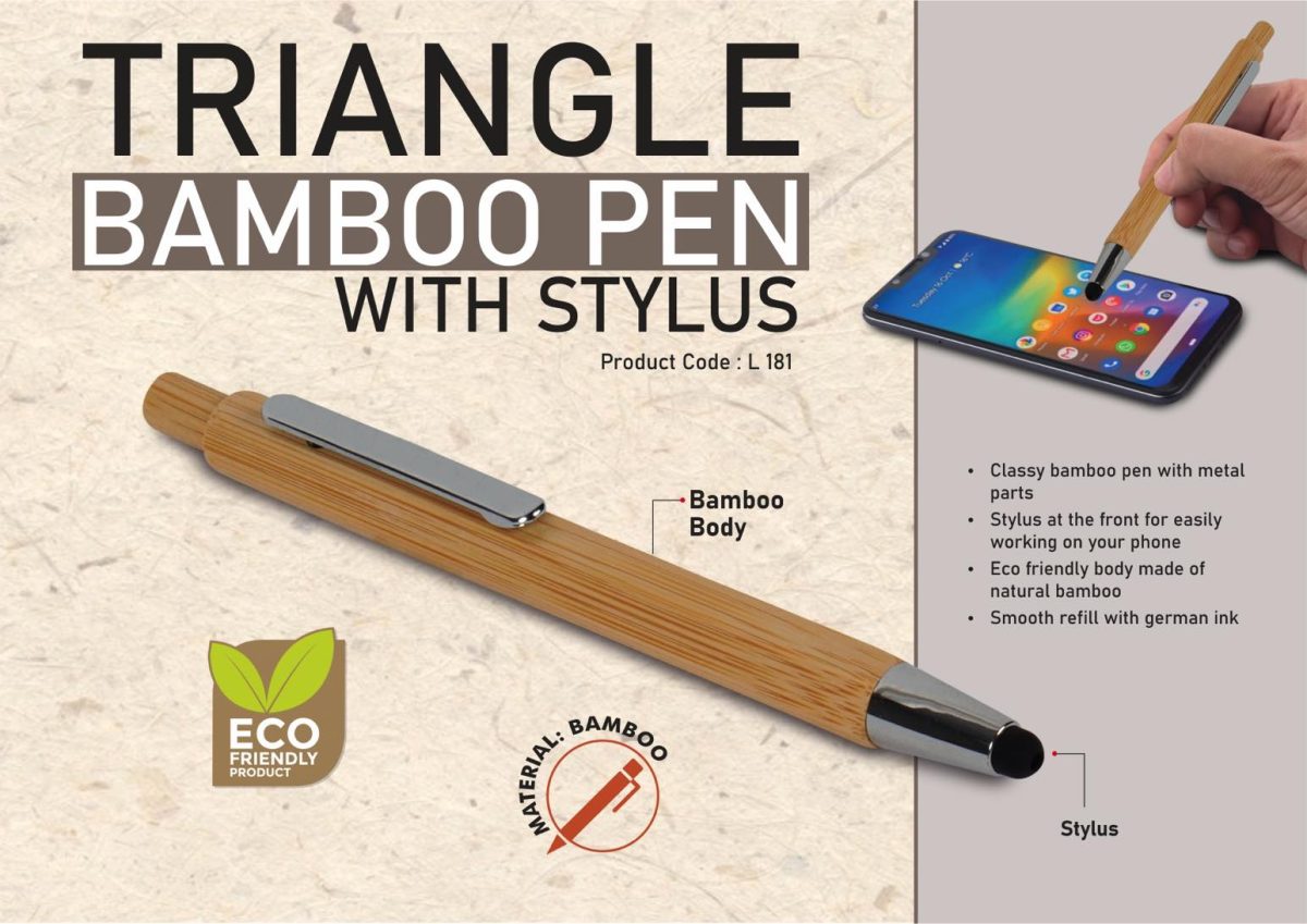 l181.jpg Triangle Bamboo pen with stylus - Image 1