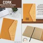 Cork Magnetic Envelope style Notebook with recycled pages