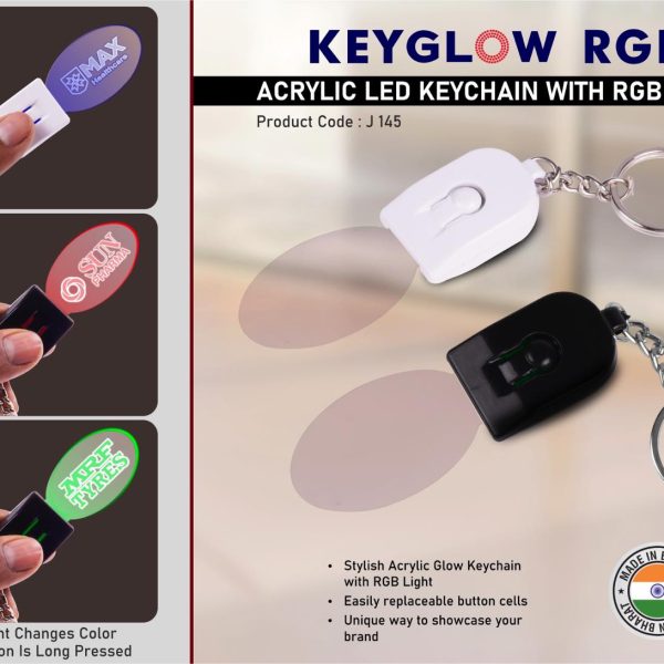 Keyglow RGB: Acrylic LED Keychain with RGB Light - Oval shape