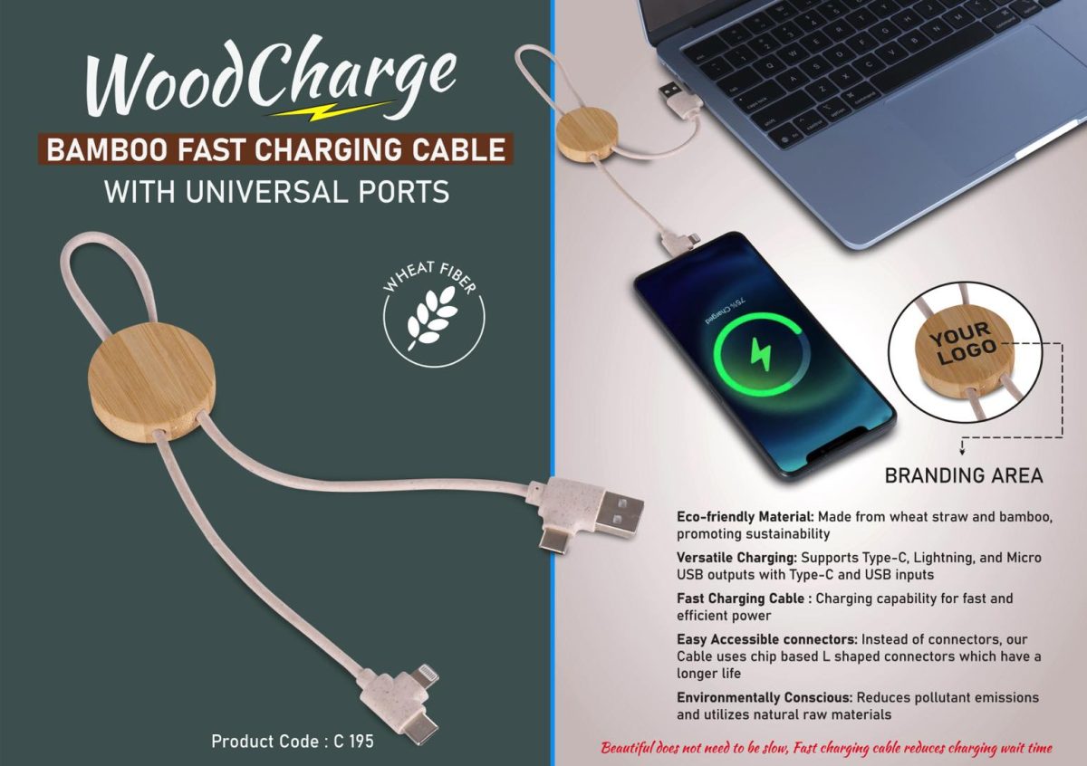 WoodCharge: Bamboo Fast Charging Cable with Universal ports - Image 1