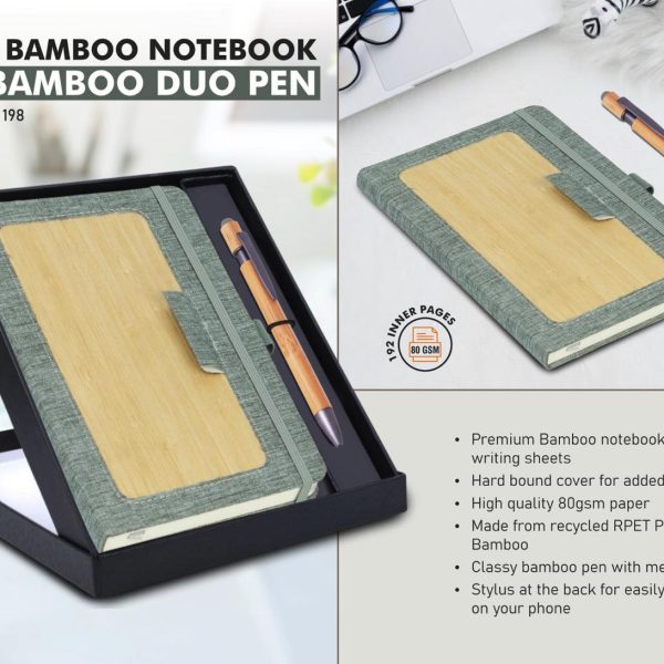 A5 Size Bamboo Notebook With Bamboo Duo Pen