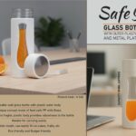 SafeSip: Glass bottle with outer plastic body and metal plate cap | With carry strap | Capacity 350ml (approx)