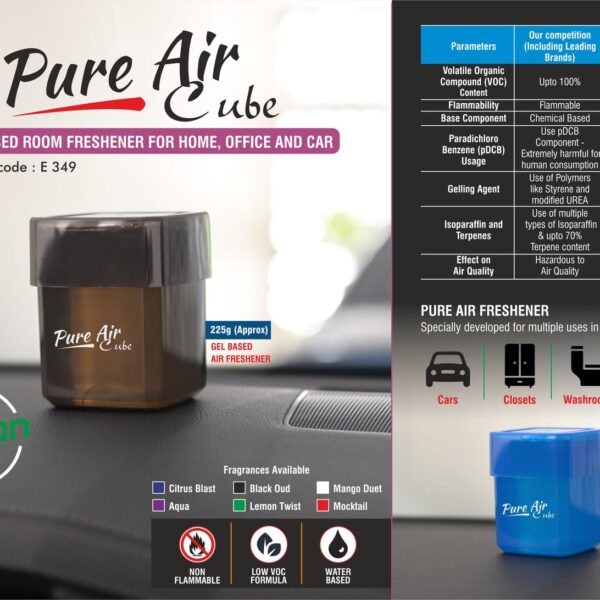 Pure Air Cube: Gel based room freshener for Home, Office and Car | With open/close mechanism | Net 220 grams approx