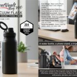 HeatVault Mag 700: Vacuum flask with Magnet phone stand | 304 steel inside & outside | 18 hours hot/cold | Capacity 700ml approx