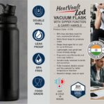 HeatVault Zod: Vacuum flask with Sipper function & Carry handle | 304 steel inside & outside | 18 hours hot/cold | Capacity 900ml approx