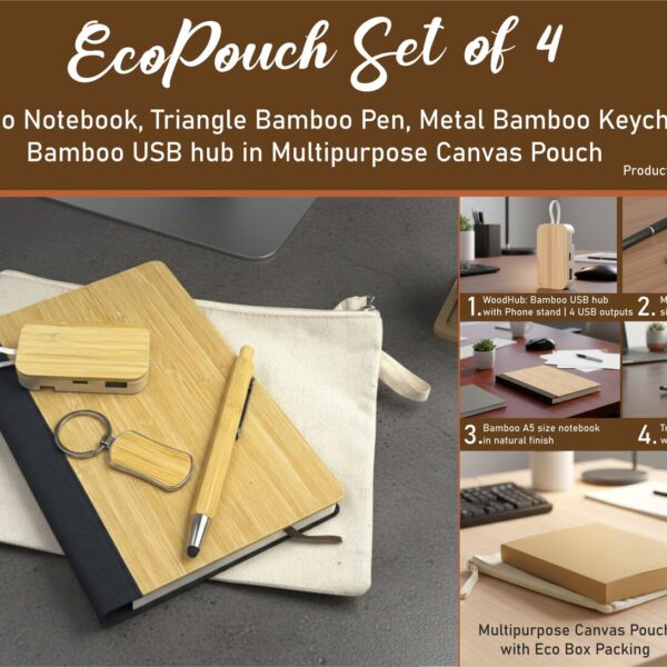 EcoPouch Set of 4: Bamboo Essentials Kit in Multipurpose Canvas Pouch