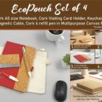EcoPouch Set of 4: Cork Executive Kit in Multipurpose Canvas Pouch- Red edition