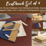 EcoPouch Set of 4: Cork Executive Kit in Multipurpose Canvas Pouch- Blue edition