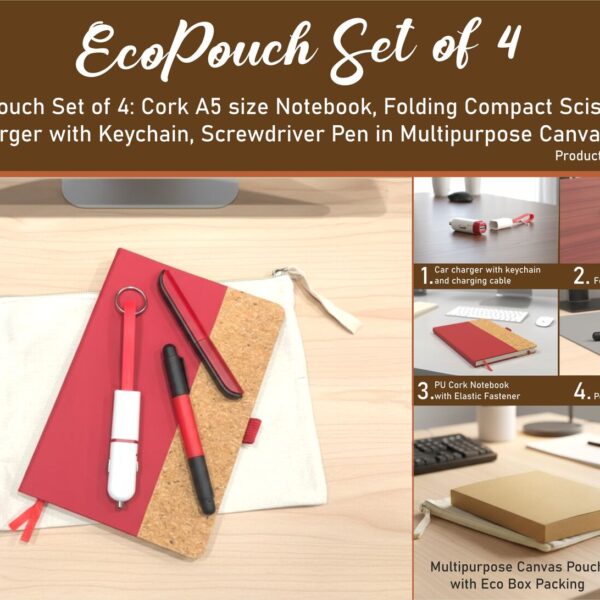 EcoPouch Set of 5: Travel Utility Kit in Multipurpose Canvas Pouch