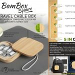 BamBox Square: Travel Cable box with universal connectors, ejector pin in Magnetic Bamboo Case