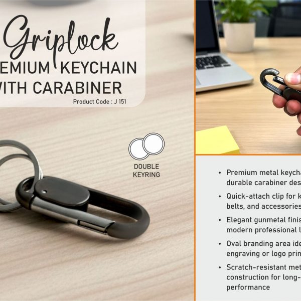 Griplock: Premium keychain with carabiner | Oval branding area
