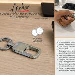 Anchor: Premium double finish rectangular keychain with carabiner | Double keyring