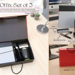 Offix Set of 5: Dual Tone A5 Notebook, Metal Bamboo Pen, Metal Hanging Keychain, Metal Card Holder, Duramug Steel Suction Mug in Magnetic Gift Box with Handle